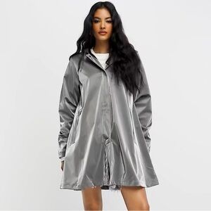 Rains 18050 A-line jacket in metallic gray